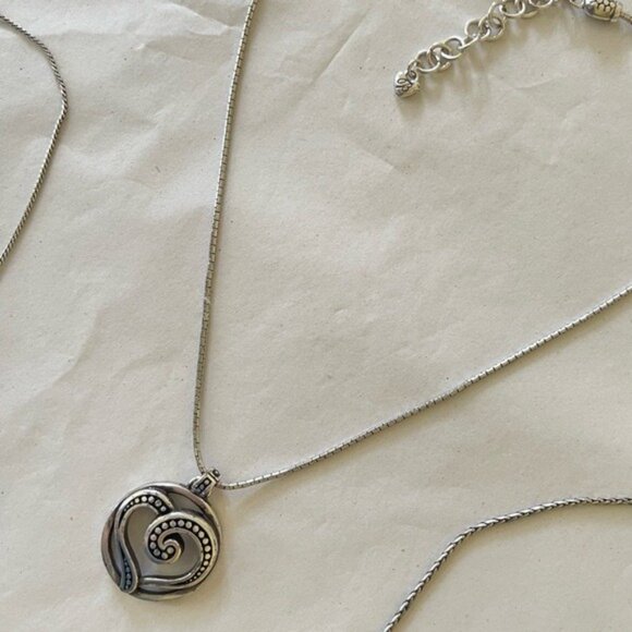 Vintage Sculpted Swirl Heart Pendant in Antiqued Silver by Brighton | RETIRED - Picture 3 of 4